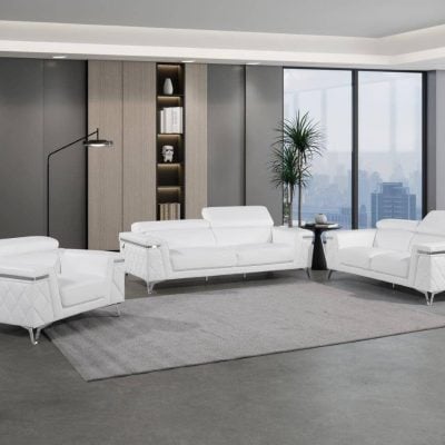 Divanitaly Peraso Modern White Sofa Set