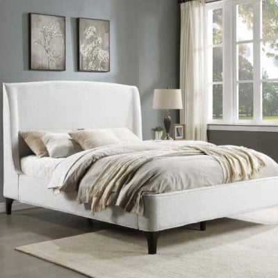 Mosby White Boucle Bed