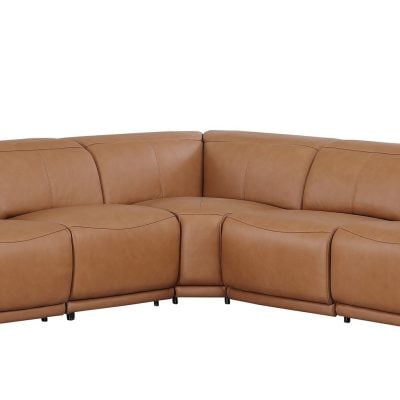 Divantalia Livorno Modern Recliner Cognac Brown Italian Leather Sectional Sofa