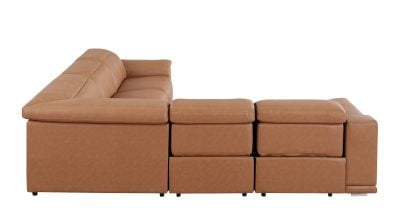 Divantalia Livorno Modern Recliner Cognac Brown Italian Leather Sectional Sofa