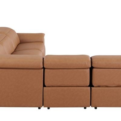 Divantalia Livorno Modern Recliner Cognac Brown Italian Leather Sectional Sofa