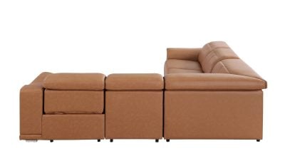 Divantalia Livorno Modern Recliner Cognac Brown Italian Leather Sectional Sofa