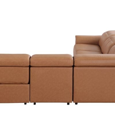 Divantalia Livorno Modern Recliner Cognac Brown Italian Leather Sectional Sofa