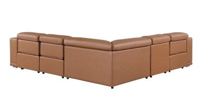 Divantalia Livorno Modern Recliner Cognac Brown Italian Leather Sectional Sofa