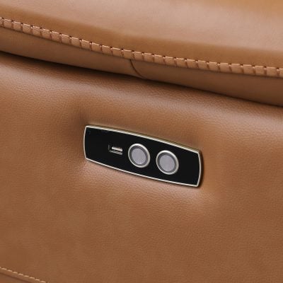 Divantalia Livorno Modern Recliner Cognac Brown Italian Leather Sectional Sofa