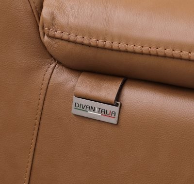 Divantalia Livorno Modern Recliner Cognac Brown Italian Leather Sectional Sofa