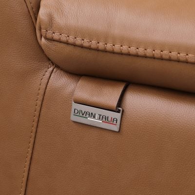 Divantalia Livorno Modern Recliner Cognac Brown Italian Leather Sectional Sofa
