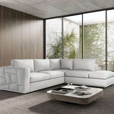 Divanitaly Arezzo Modern White Italian Leather Sectional Sofa
