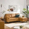 Valour 78 Cognac Leather Sectional Sofa