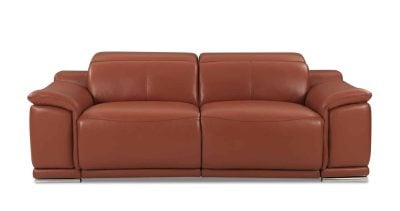 Divanitalia Savona Top Grain Cognac Leather Reclining Sofa