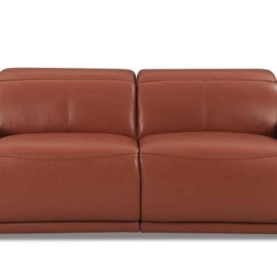 Divanitalia Savona Top Grain Cognac Leather Reclining Sofa