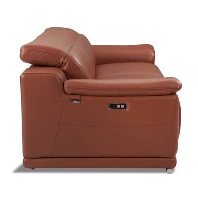 Divanitalia Savona Top Grain Cognac Leather Modern Reclining Loveseat