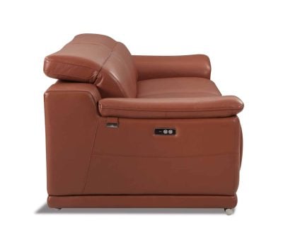 Divanitalia Savona Top Grain Cognac Leather Reclining Loveseat