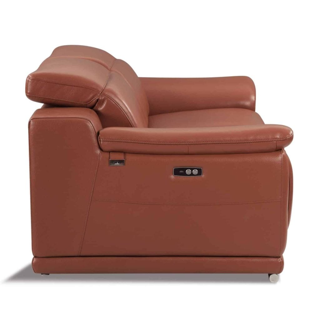 Divanitalia Savona Top Grain Cognac Leather Reclining Loveseat
