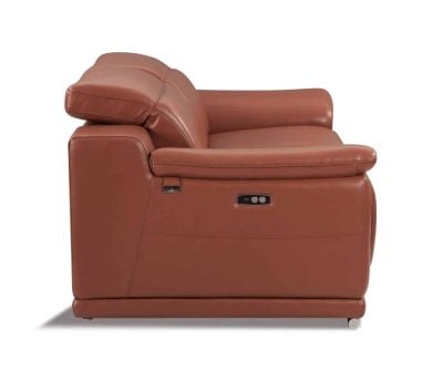 Divanitalia Savona Top Grain Cognac Leather Reclining Loveseat