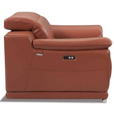 Divanitalia Savona Top Grain Cognac Leather Reclining Chair