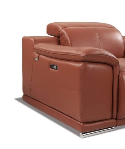 Divanitalia Savona Top Grain Cognac Leather Reclining Chair