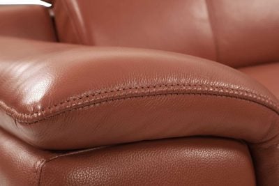 Divanitalia Savona Top Grain Cognac Leather Modern Reclining Sofa