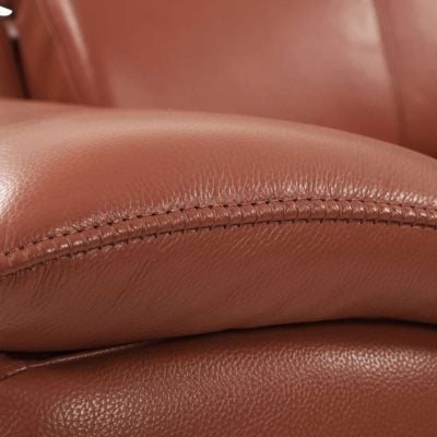 Divanitalia Savona Top Grain Cognac Leather Modern Reclining Sofa