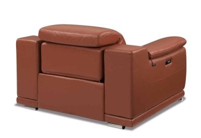 Divanitalia Savona Top Grain Cognac Leather Reclining Chair