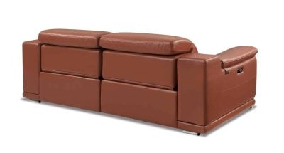 Divanitalia Savona Top Grain Cognac Leather Modern Reclining Sofa