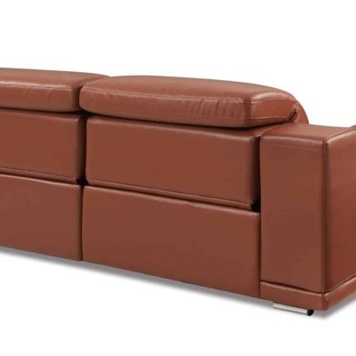 Divanitalia Savona Top Grain Cognac Leather Modern Reclining Sofa