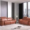 Divanitalia Savona Cognac Brown Leather Modern Reclining Sofa Set