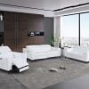 Divanitaly Raveli Modern White Italian Leather Reclining Sofa Set