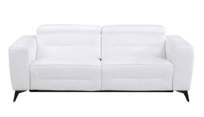 Divanitaly Raveli Modern White Italian Leather Reclining Sofa Set