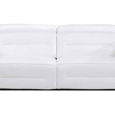 Divanitaly Raveli Modern White Italian Leather Reclining Sofa Set