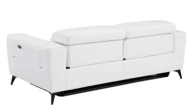Divanitaly Raveli Modern White Italian Leather Reclining Sofa Set