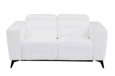 Divanitaly Raveli Modern White Italian Leather Reclining Sofa Set