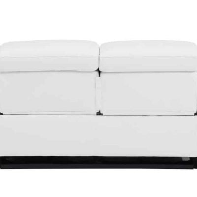 Divanitaly Raveli Modern White Italian Leather Reclining Sofa Set