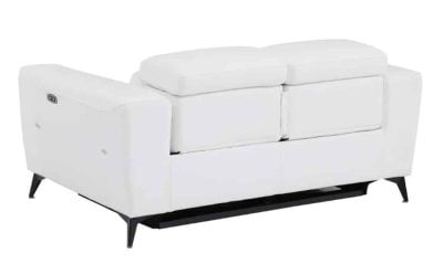 Divanitaly Raveli Modern White Italian Leather Reclining Sofa Set