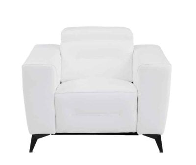 Divanitaly Raveli Modern White Italian Leather Reclining Sofa Set