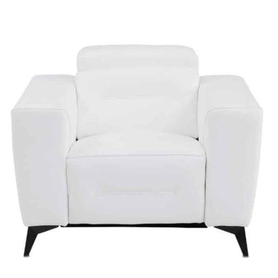 Divanitaly Raveli Modern White Italian Leather Reclining Sofa Set