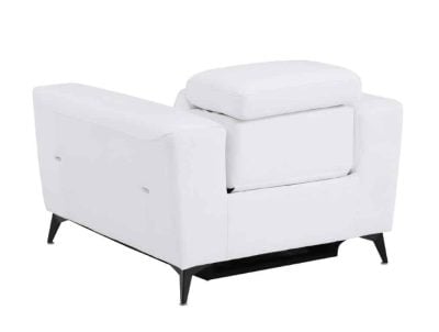 Divanitaly Raveli Modern White Italian Leather Reclining Sofa Set