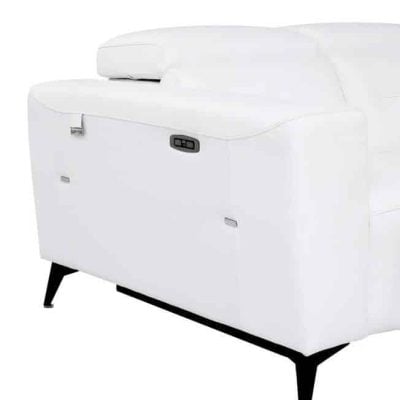 Divanitaly Raveli Modern White Italian Leather Reclining Sofa Set