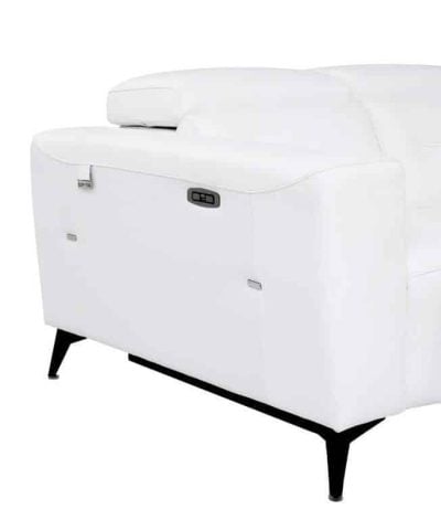 Divanitaly Raveli Modern White Italian Leather Reclining Sofa Set