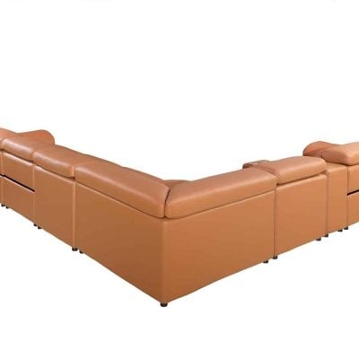 Divantalia Livorno Cognac Brown Italian Leather Sectional Sofa