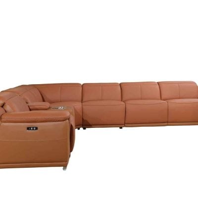 Divantalia Livorno Cognac Brown Italian Leather Sectional Sofa