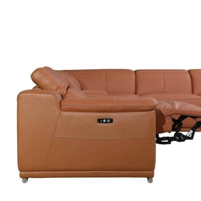 Divantalia Livorno Cognac Brown Italian Leather Sectional Sofa