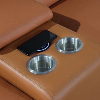 Divantalia Livorno Cognac Brown Italian Leather Sectional Sofa