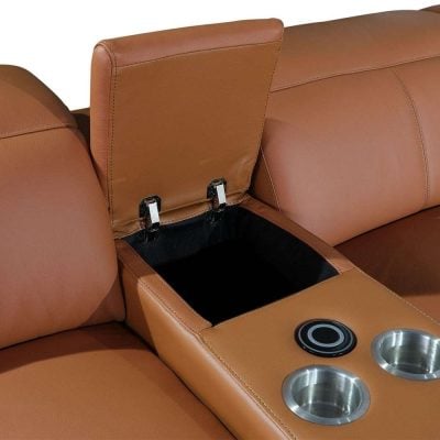 Divantalia Livorno Cognac Brown Italian Leather Sectional Sofa