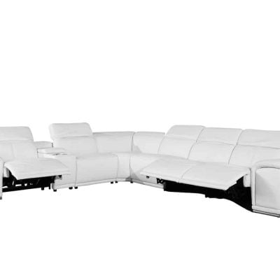 Divantalia Crasia White Italian Leather Sectional Sofa