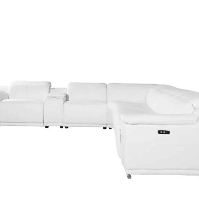 Divantalia Crasia Modern Recliner White Italian Leather Sectional Sofa