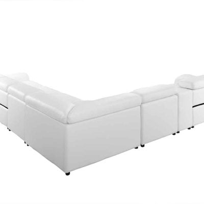 Divantalia Crasia White Italian Leather Sectional Sofa