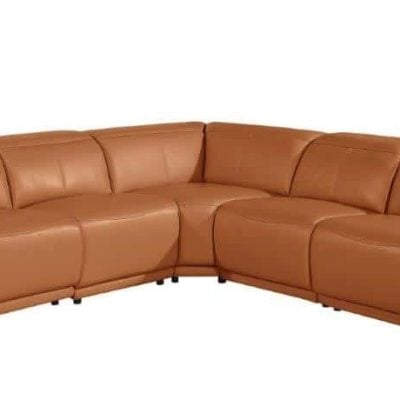 Divantalia Livorno Cognac Brown Italian Leather Sectional Sofa