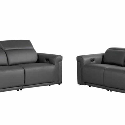 Tustin Dark Grey Leather Modern Recliner Sofa