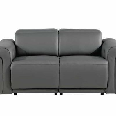 Tustin Dark Grey Leather Modern Recliner Sofa